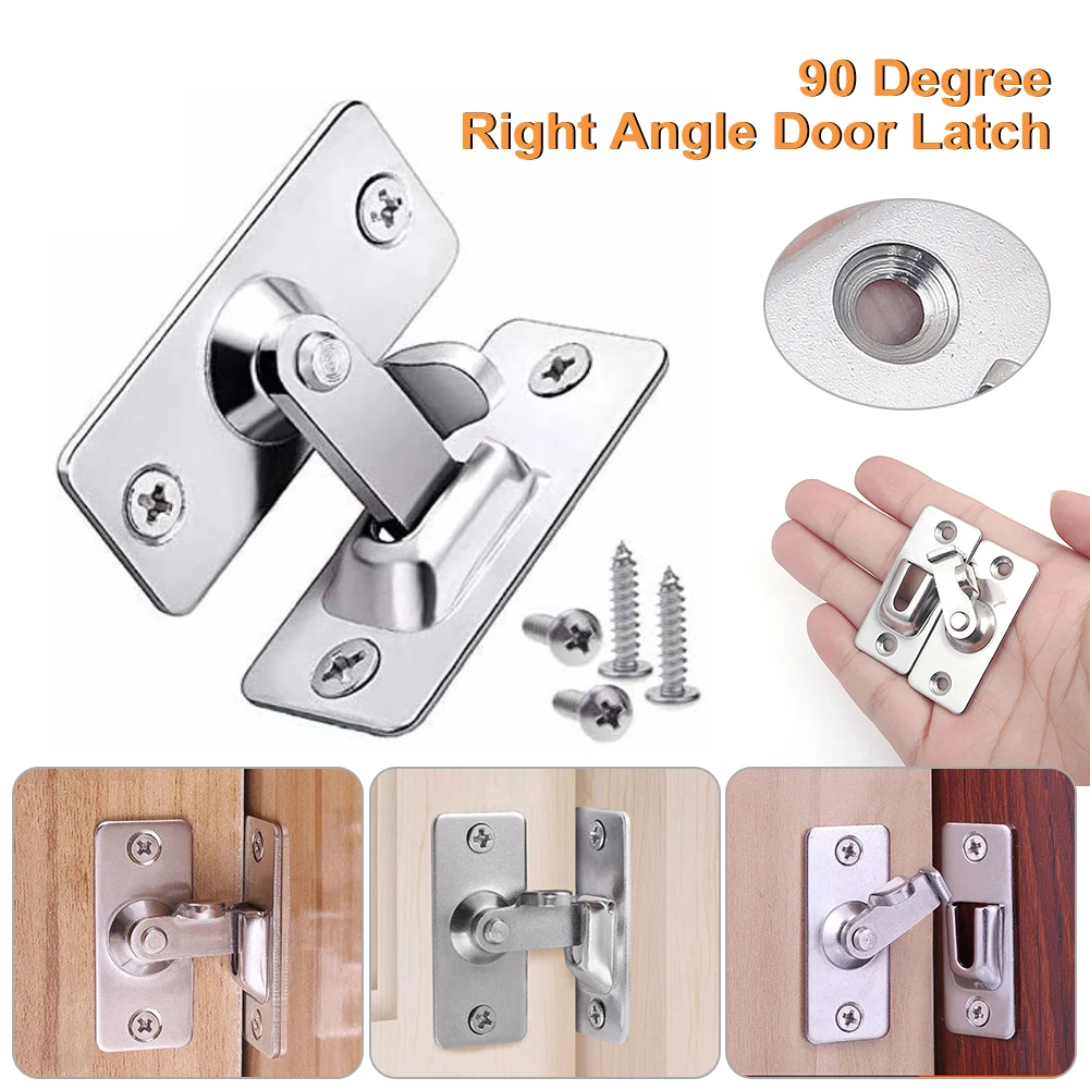 90 Degree Right Angle Door Latch Stainless Steel Door Locks Bolt for Barn Sliding Door Flip Door Buckles Household Ornaments