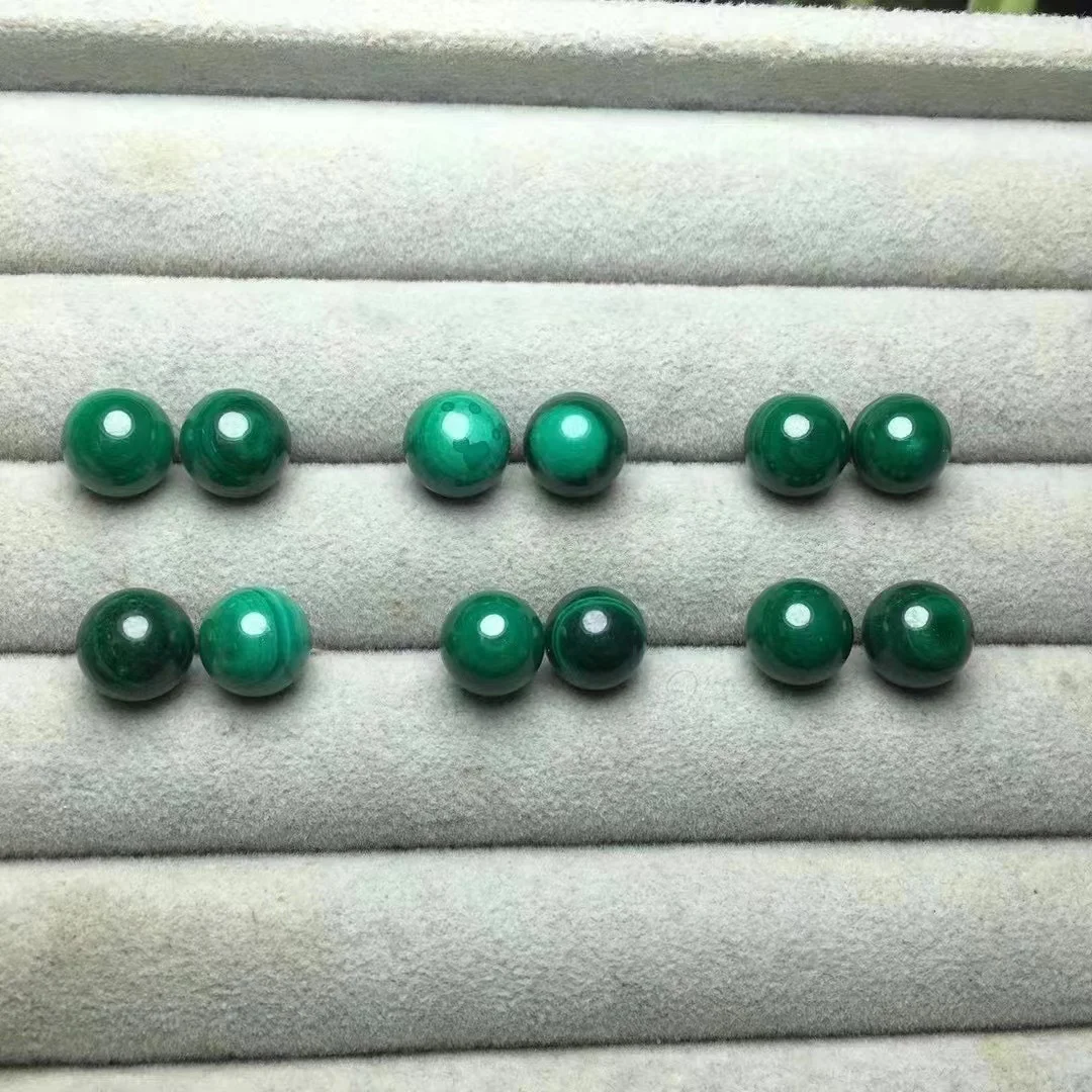 1pair Natural  Malachite Gemstone Earrings with 925 Silver Stud Dark Green Semi Precious Gemstone Earrings