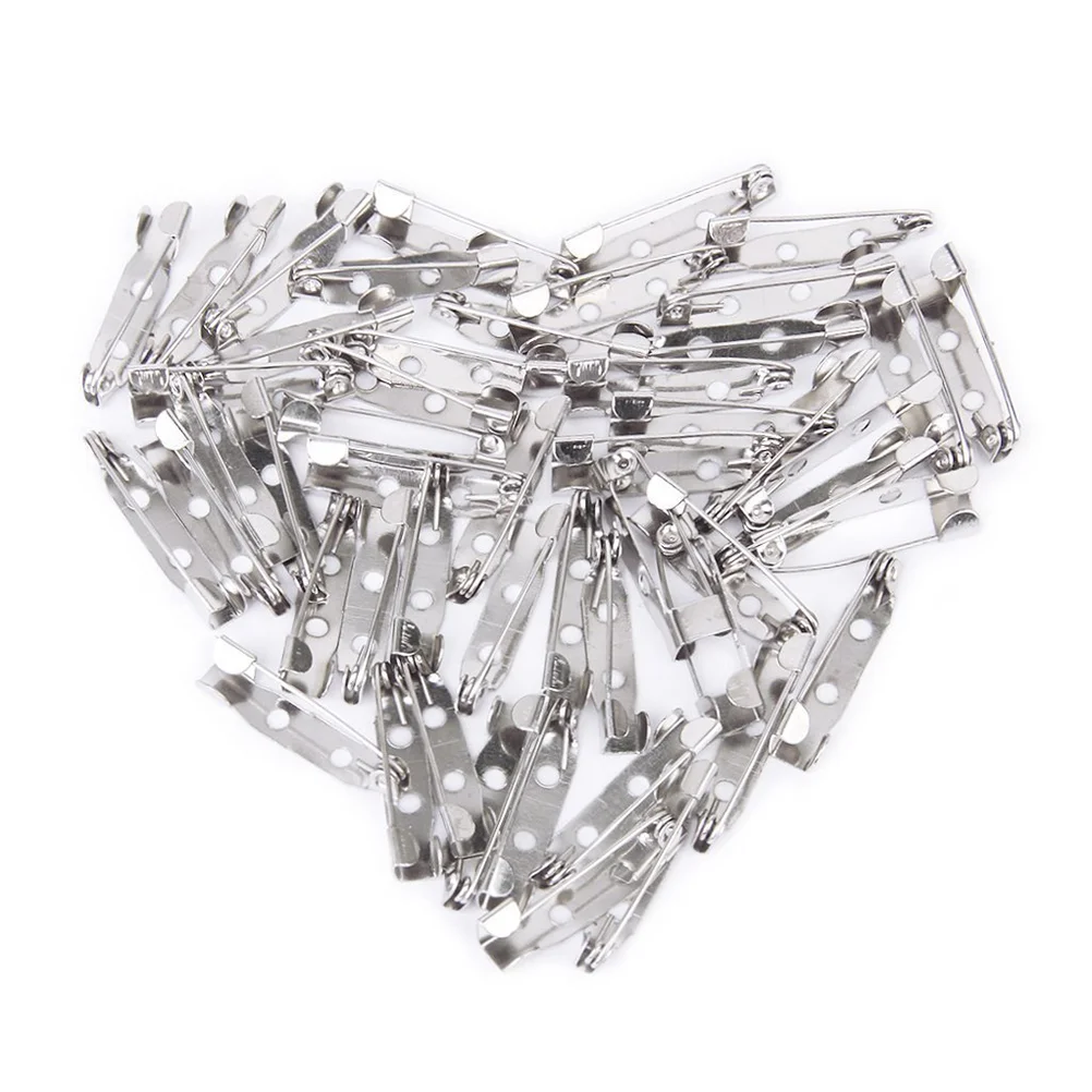 50pcs 20mm Stainless Steel Back Safety Catch Bar Brooch (Silver) 20mm brooch Metal pin Catch bar pin Back safety brooch