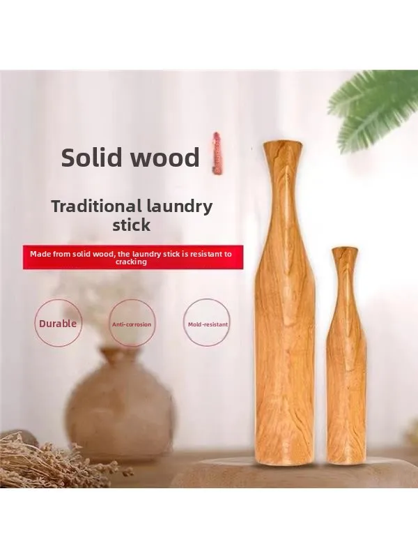 

Traditional Wooden Laundry Stomper Old Style Clothes Beating Stick Dormitory Real Wood Stomper Hand Wash Hammer Wedding Gift
