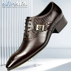 Deluxe Echt leder Brogue Schuhe formelle Oxford Schnür kleid Schuhe hand gefertigte männliche Business Office Mann Seite Metall Schnalle