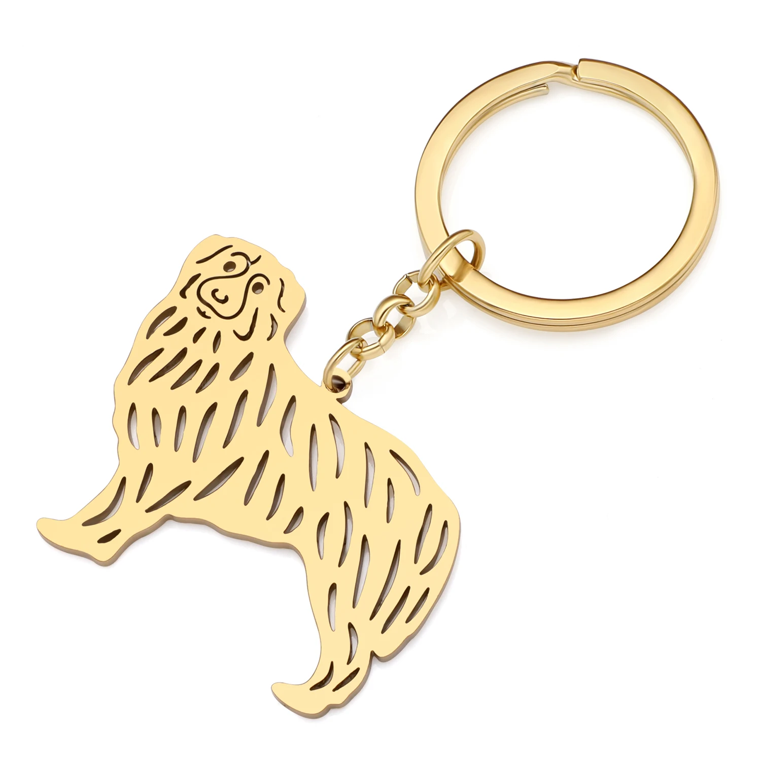 WEVENI Stainless Steel Gold-plated Australian Shepherd Dog Keychains Puppy Pet Key Chain Backpack Keyring For Women Gifts