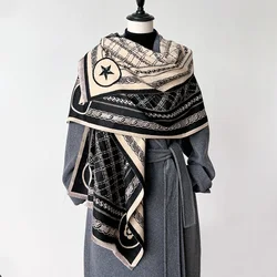 New Design Winter Two-Sided Jacquard Cashmere Scarves High Quality Women Thicken Wrap Plaid Shawl Ladies Wool Pashmina Scarf