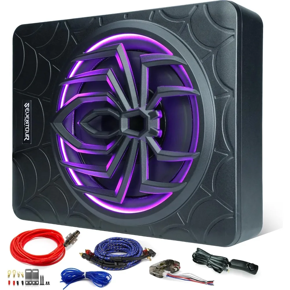 10" 1000W schlanker Auto-Subwoofer unter dem Sitz, geschlossen, Auto-/LKW-Audio-Sub, eingebauter Verstärker, Paketverstärker-Kombination, mit LED-Leuchte
