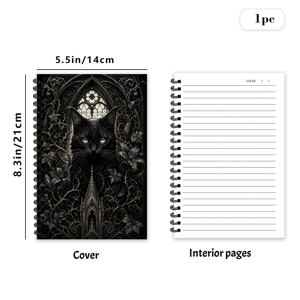 Gothic Black Cat themed Notebook 1pc,Blank Lined Pages, Ideal Gift for Note-Taking, Inspiring for Everyone, Perfect for Students
