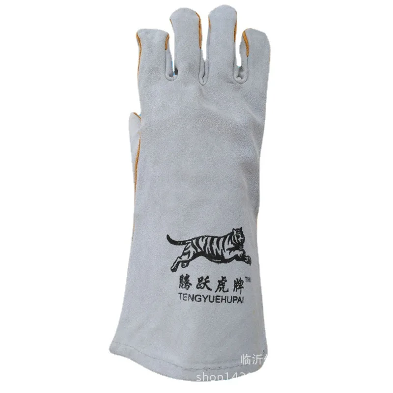 Leather Welding Gloves Heat Resistant Durable Long Cuff Double Layer Heavy Duty Safety Work For Welders Protective Gear