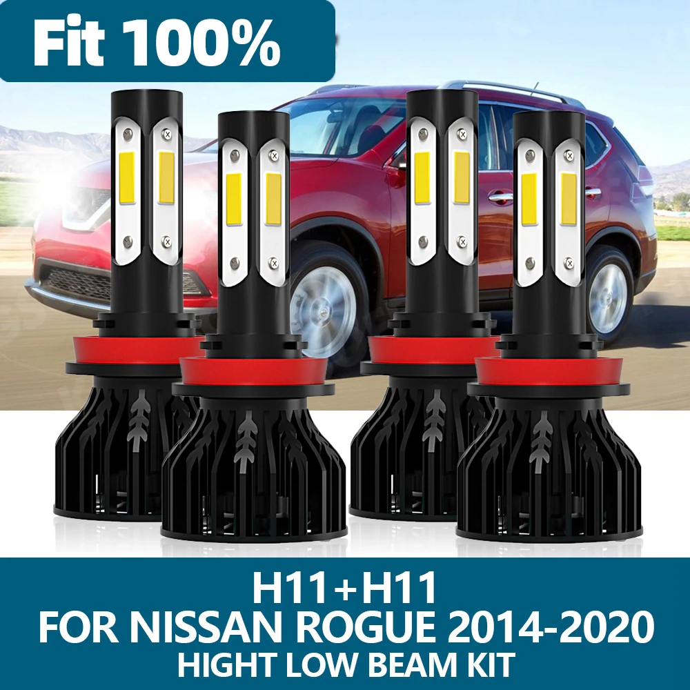 

4Pcs LED Headlight H11 Car Light 6000K 10000LM 100W High Low Beam Bulbs Kit For Nissan Rogue 2014 2015 2016 2017 2018 2019 2020