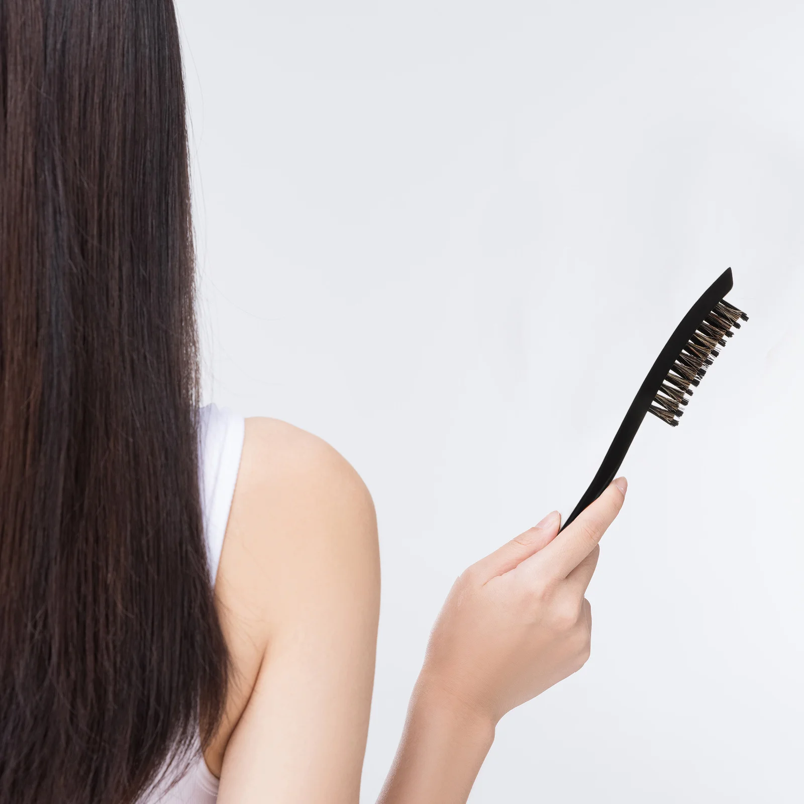 فرشاة شعر بشعيرات الخنزير، مشط تصفيف الشعر، مقبض خشبي، فرشاة شعر بثرة من الخلف، لفك تشابك الشعر، لمسة نهائية ناعمة، شارب اللحية للنساء