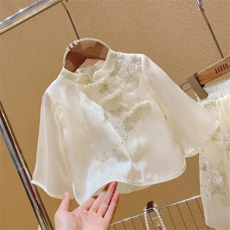 Girls Clothing Sets Summer Embroidered Girls Shirts+Skirt Fashion Princess Children Clothes Suits Birthday Party Clothes Outfits