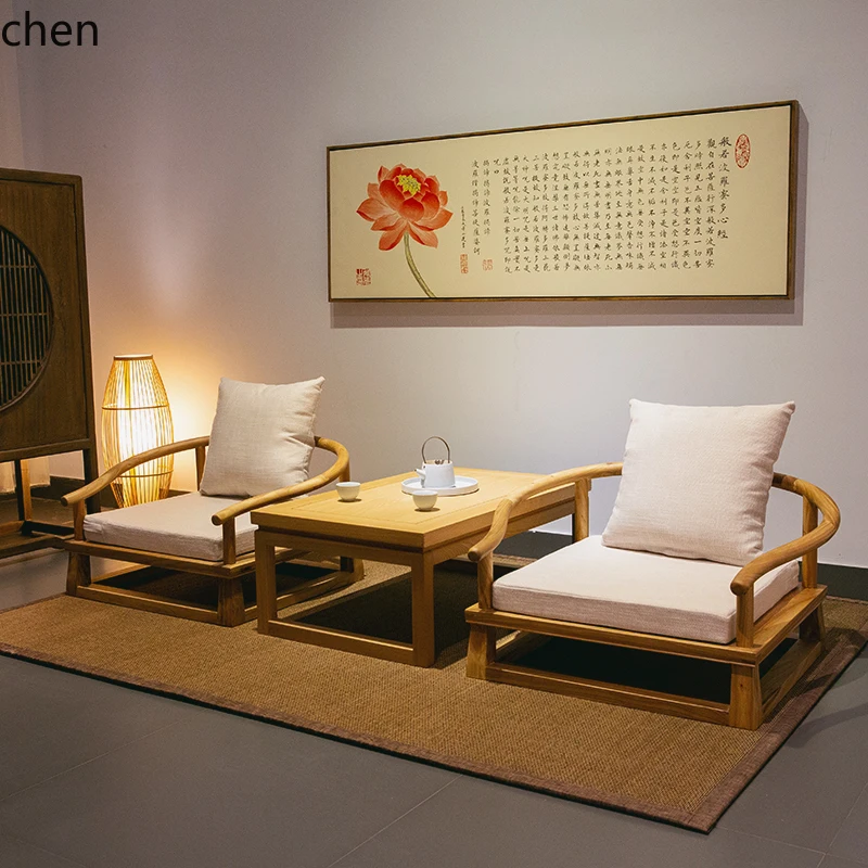 HT Old Elm Wood Tatami Tea Table Solid Wood Bay Window Table Solid Wood Balcony Table