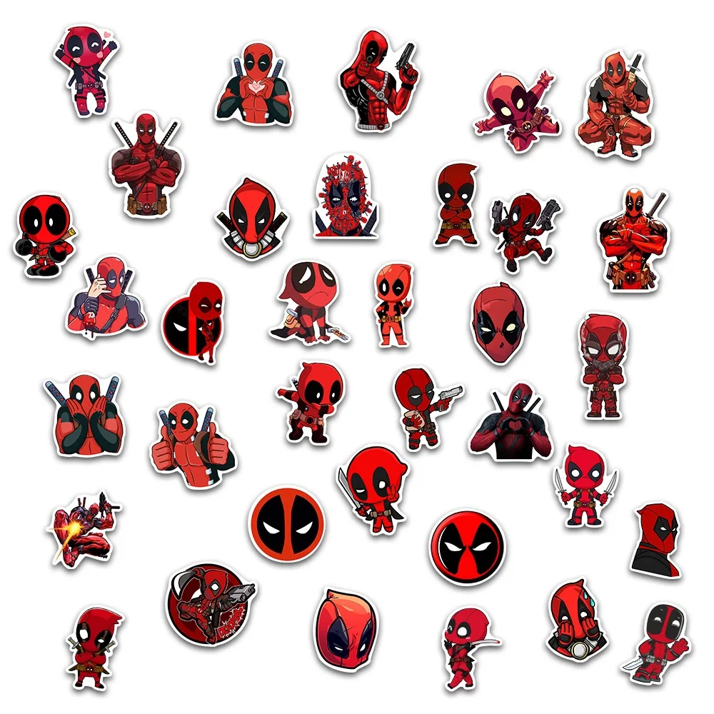 10/35 pçs dos desenhos animados disney deadpool adesivos para o caso do telefone bagagem skate portátil à prova dwaterproof água legal adesivo
