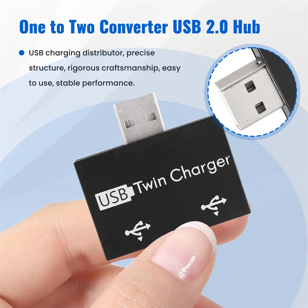 Convertidor adaptador de concentrador divisor de carga USB Dc 5V dual eficiente de 2 puertos