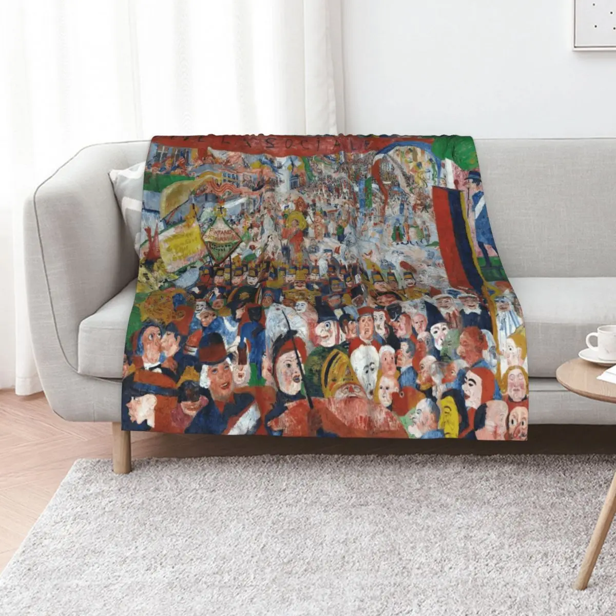 

James Ensor Christ's Entry Into Brussels in 1889 Throw Blanket Hairy for sofa Beach Retros Blankets