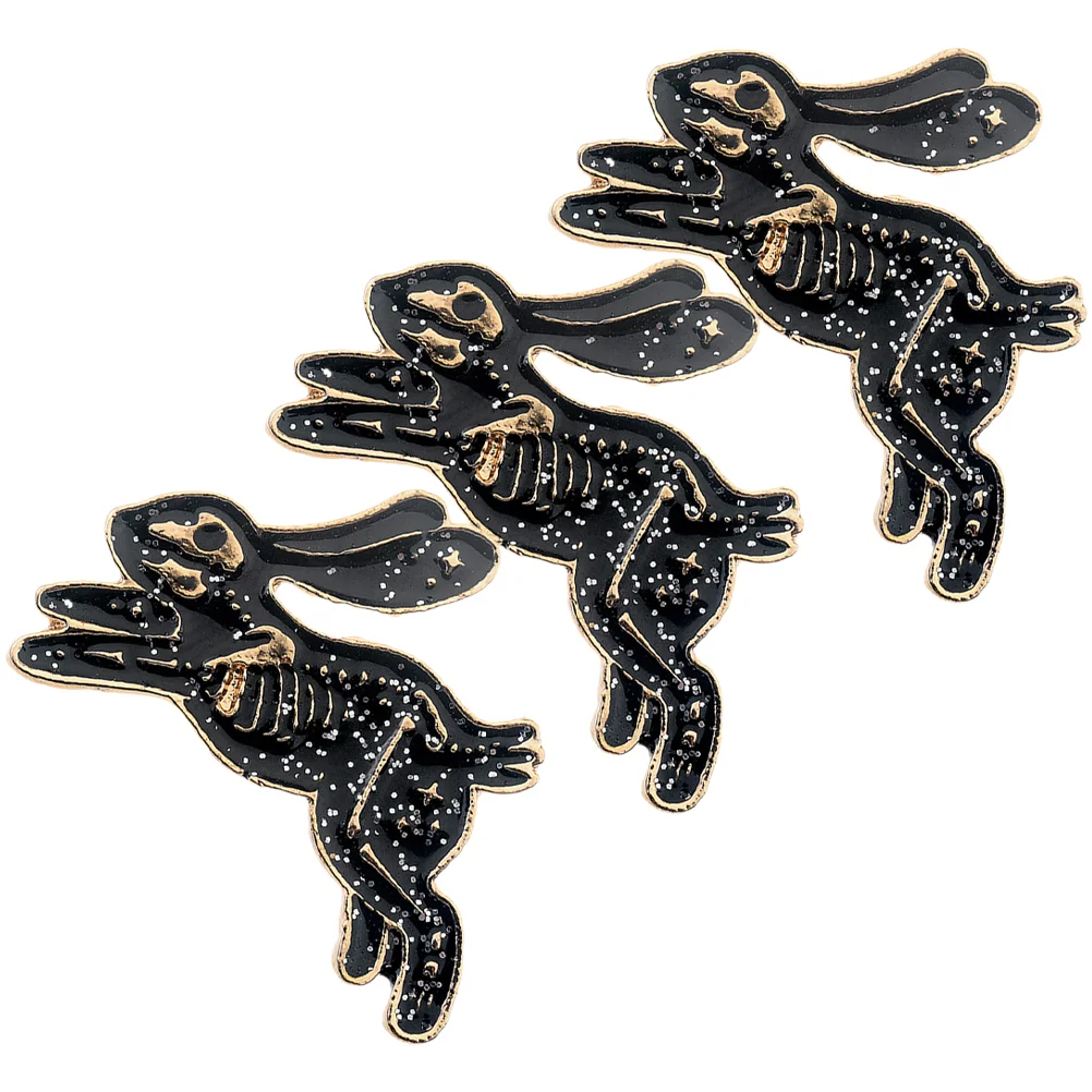 3 Pcs Rabbit Brooch Adorable Bunny Safe Locking Closures Pin Decorative Lapel Pins for Jackets Gothic Badge