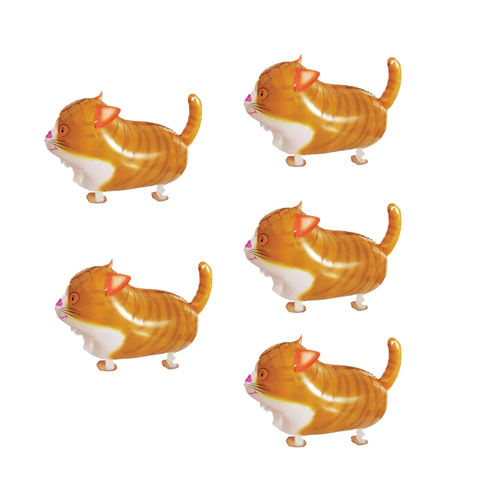 

5 Pcs Cat Balloon Cartoon Cute Animal Foil Balloons Walking Pet Leak Proof Self Seal Kids Party Toys Balloon Decor