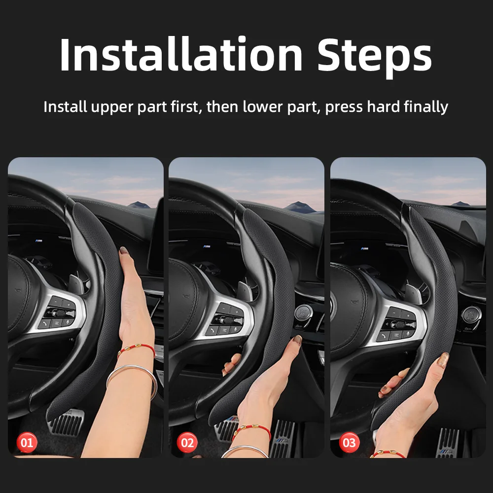 Suitable for Jetour Breathable Leather Steering Wheel Cover with Segmented Quick-Release Design, Non-Slip and Durable, for X70 X90 Plus T2 T1 Dashing G700 X50 I-Dm, Black, Green, Red, Beige, Gray Car Accessories view 6
