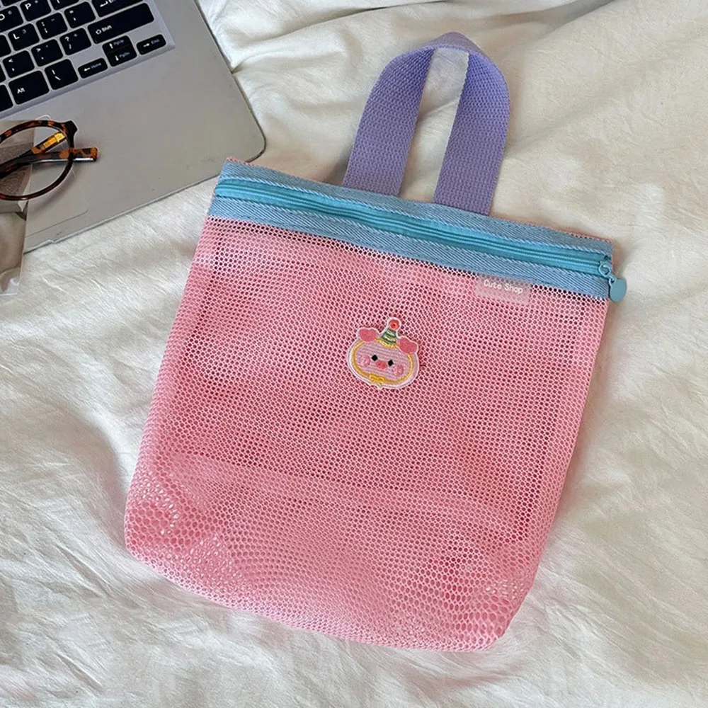 Borsa portaoggetti per la cura della pelle Borsa per cosmetici da donna Pennello per trucco Cancelleria per studenti Borsa portaoggetti in rete Rossetto Articoli da toilette di grande capacità