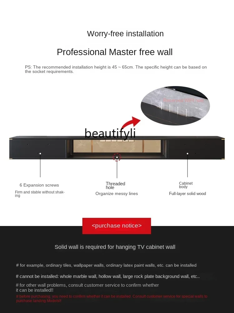Modern Simple Small Apartment Living Room Light Luxury Stone Plate Coffee Table Combination Wall Cabinet
