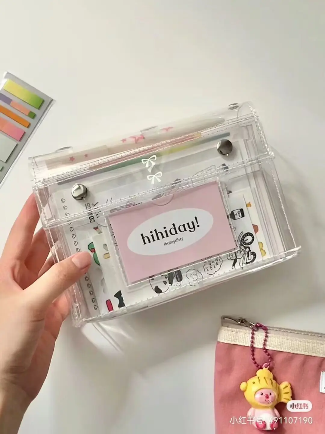 MINKYS Kawaii dla dziewcząt PVC 6-warstwowe torby do przechowywania piórnik na przybory piśmiennicze przybory szkolne