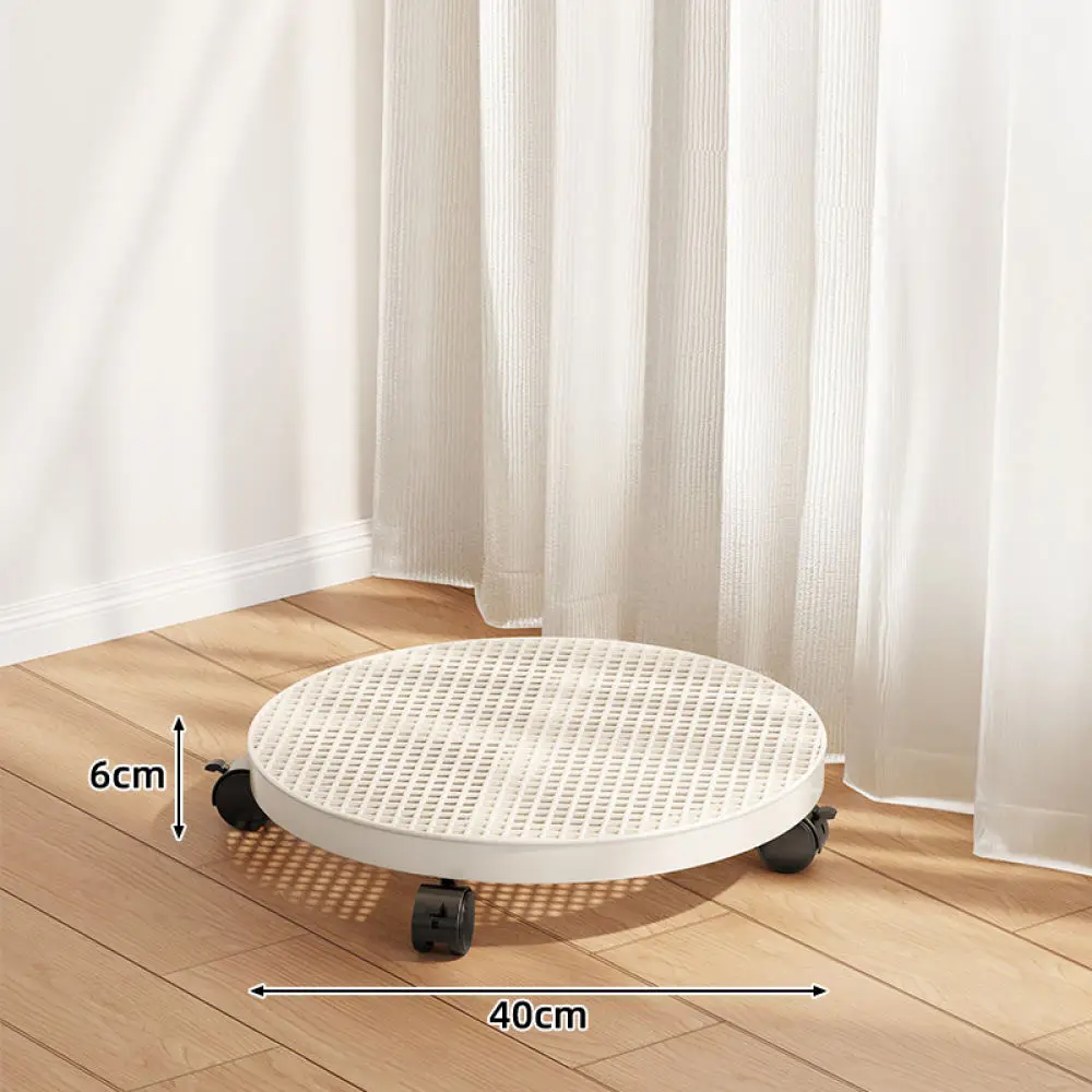 Floor Standing Metal Flower Rack Rolling Mobile Tray Holder Indoor Balcony Storage Organizer Plant Display Shelf