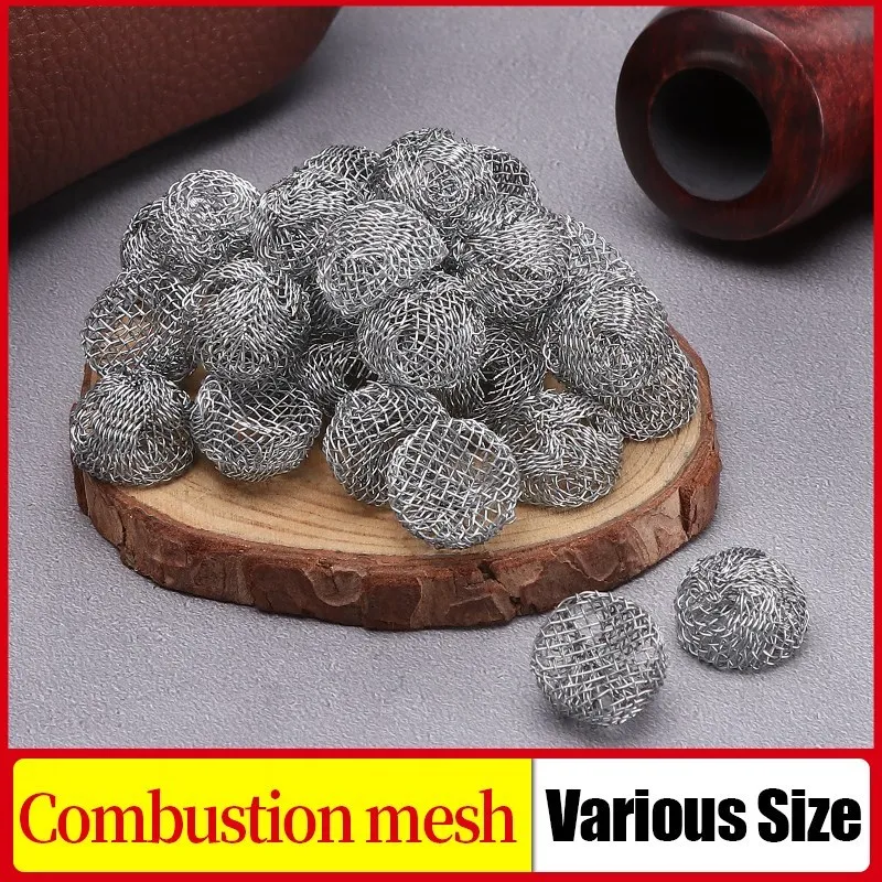 

20/50Pcs Tobacco Ball Filter Burning Mesh Ball Hollow Smoking Pipe Metal Promote Combustion Supporting Net Silver Smoking Tool