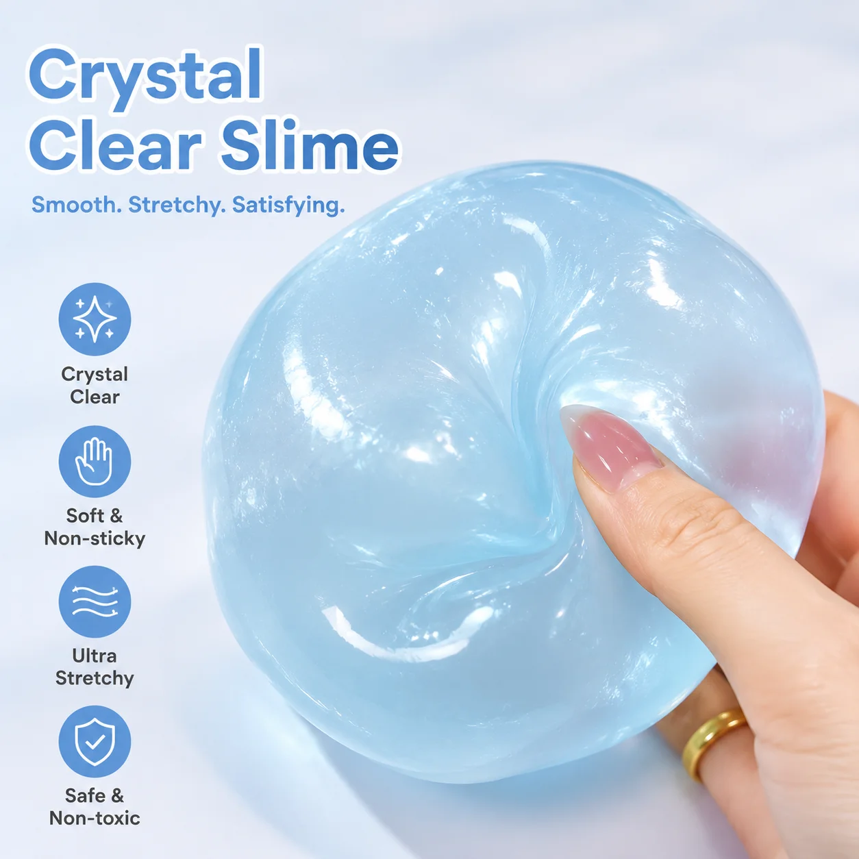 Shiny Transparent Crystal Bun Squishy Toy, Stretchable Long-Lasting Clear Gloss Squeeze Toy, Easy to Clean Non-Toxic Jelly Fidget Toy, Novelty Fake Food Party Favor & Hand Exercise Toy