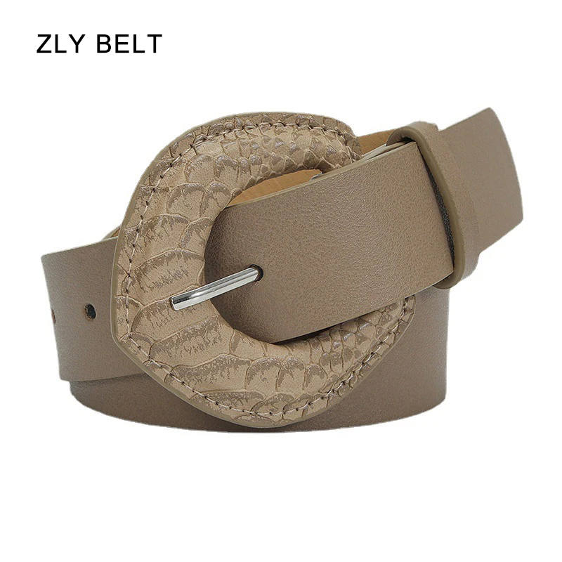 

ZLY 2023 New Fashion Belt Women Men Solid Luxury PU Leather Material Serpentine Pin Buckle Jeans Casual Coat Young Brand Style