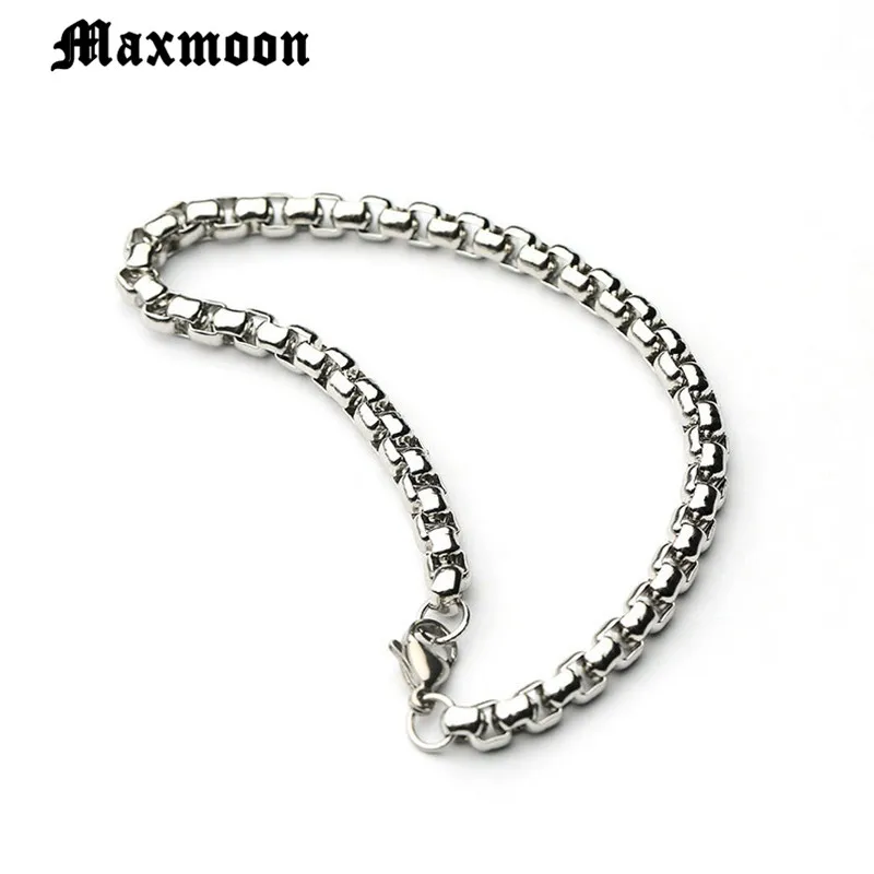 Maxmoon men Stainless Steel bracelet 2/3/4/5mm Square Rolo chain Bracelet bangle women for men gift Good quality whosale