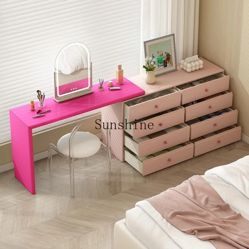 

Medieval dresser storage rack telescopic advanced sense retro paint solid wood customization
