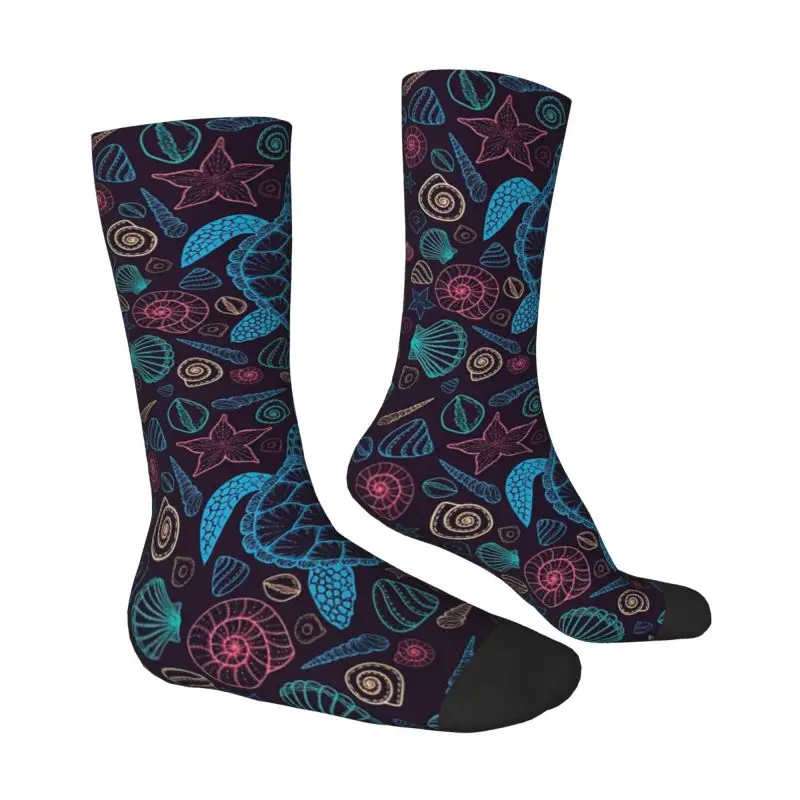 Colorful Turtles With Shells Dress Socks Men Women Warm Fashion Ocean Animal Crew Socks