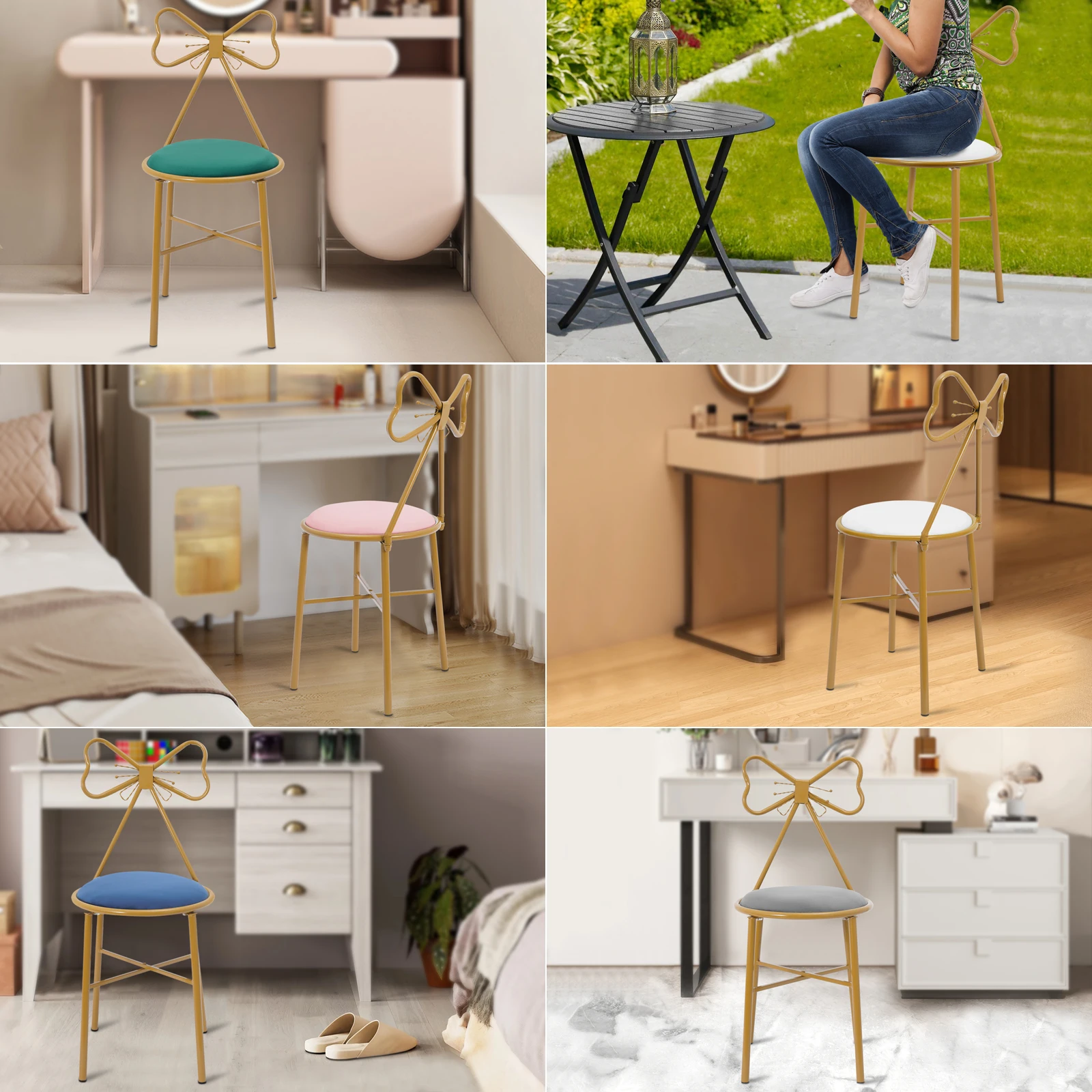 

Butterfly-Shaped Backrest Chair Vanity Chair Minimalist Makeup Stool Dining Make-up Lounge Chair