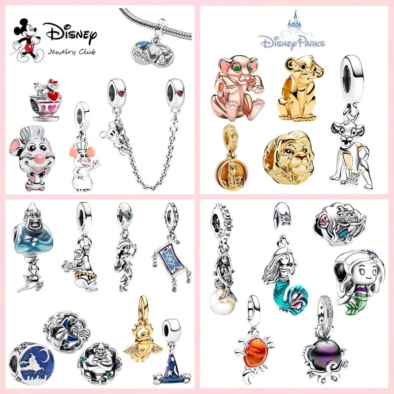 

New MINISO Disney Charms The Lion King Simba Aladdin Scarab Beetle Mermaid Seashell Beads Fit Original Bracelet DIY Jewelry Gift