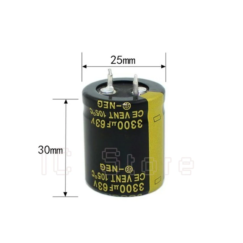 10PCS 63V 3300uf Aluminum Capacitor High Frequency Low ESR 25x30mm 63V3300uf Audio Electrolytic Capacitor Hifi Amplifier 25*30