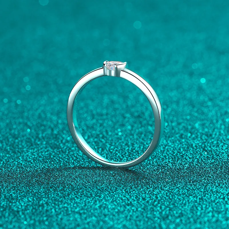 YINHED Romantic Heart Moissanite Engagement Ring 100% Real 925 Sterling Silver 0.3CT Diamond Wedding Rings for Women Love Gift