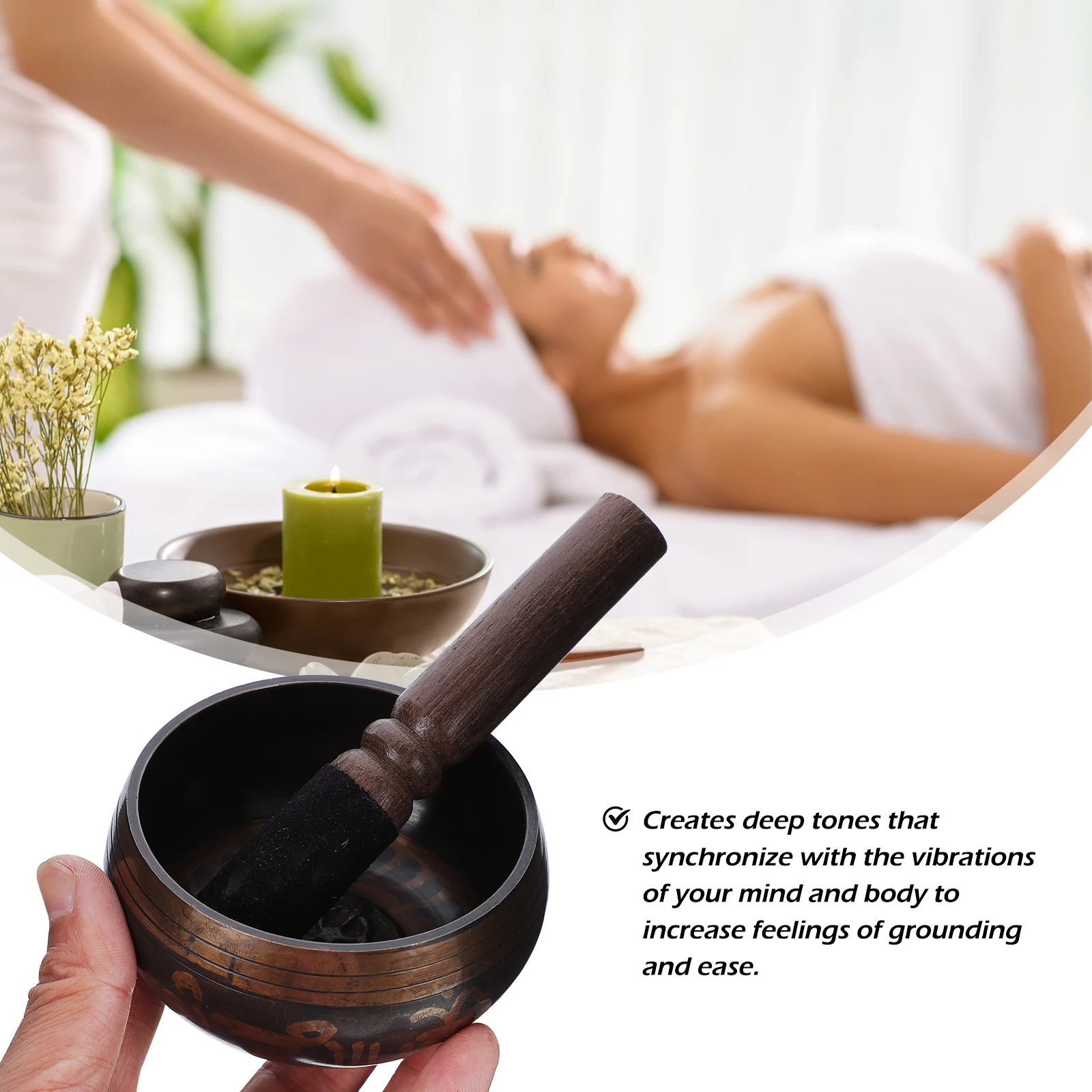 

1 set 1 Set Tibetan Singing Bowl Meditation Set For Healing Relaxation Desktop Decoration Copper Sound Bowl With Wooden Rod