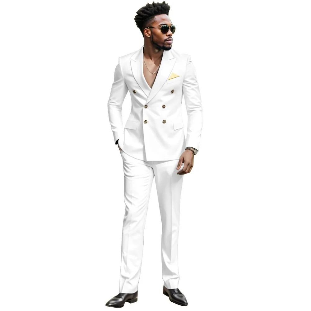 

2 Piece Suits Slim Fit Two Button Blazer Jacket Pants Set for Wedding and Business Best Man At Workplace Wedding Banquet