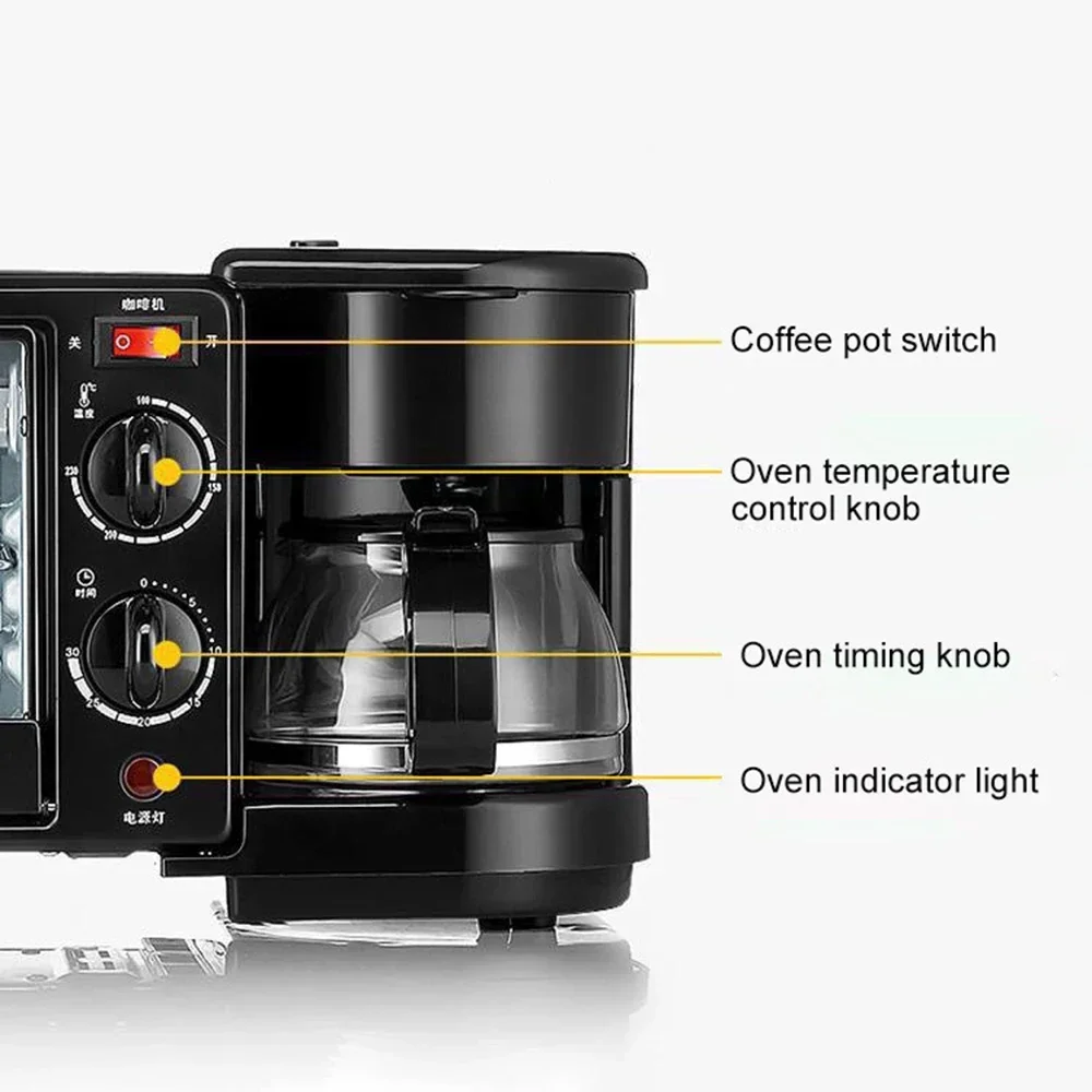 3 In 1 Multifunction Breakfast Maker Breakfast Machine Roast Machine Bread Toaster Electric Oven Kitchen Oven Kitchen Appliances