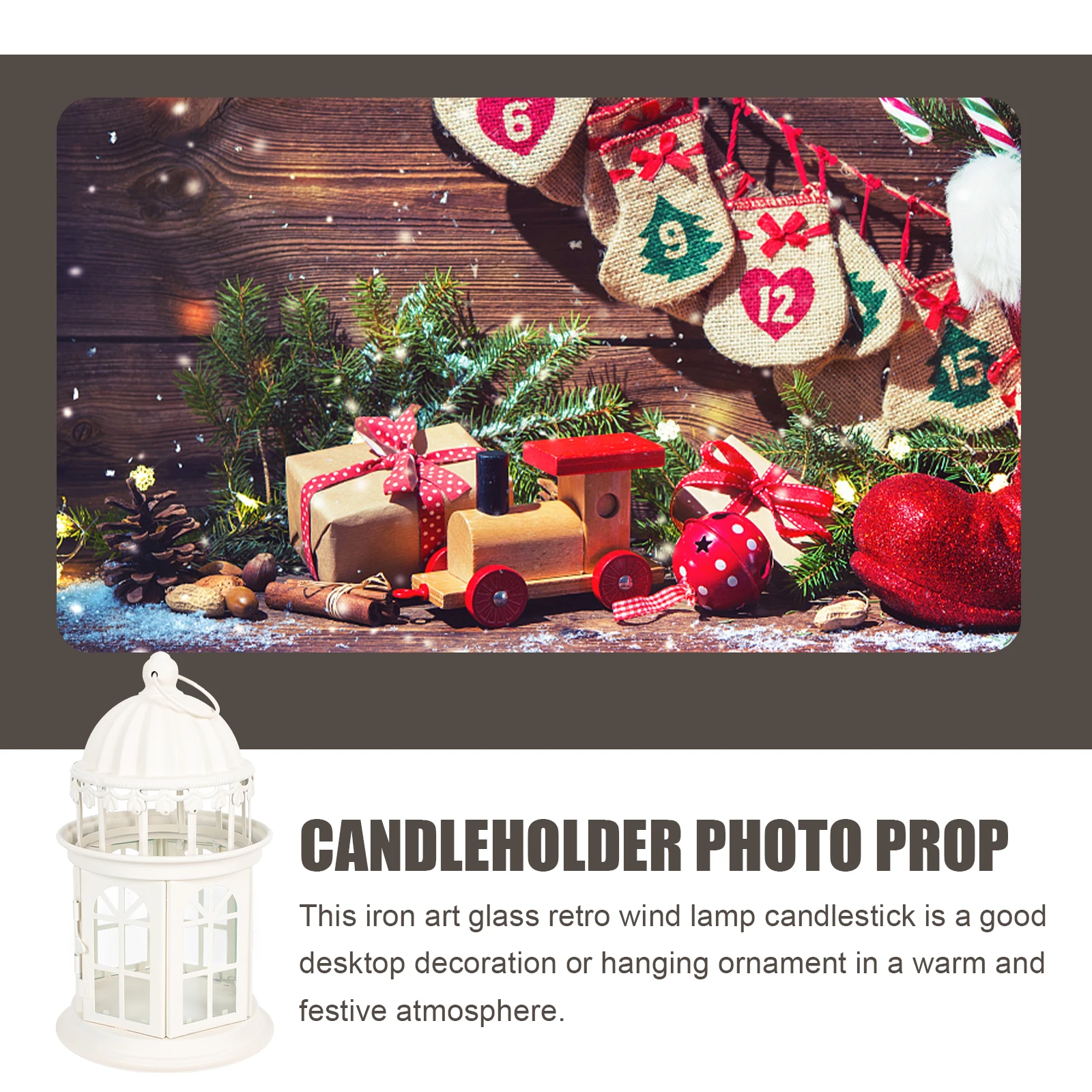 

Vintage Holder Iron Candlestick Ornaments Wind Lamp Stylish Holders Lantern Christmas Decor