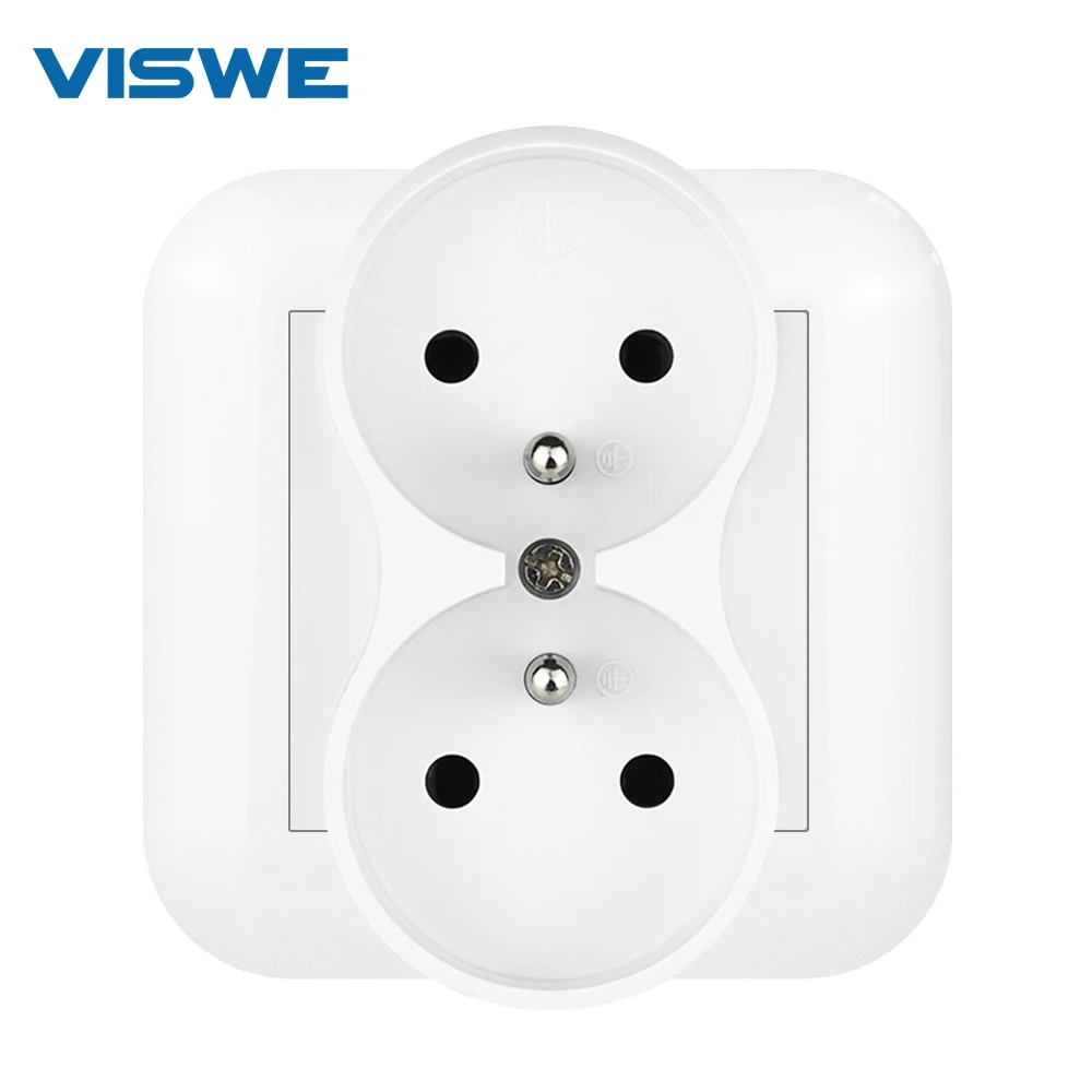 VISWE FR Electrical outlets 16A 250V  PC Panel 86*86mm French wall socket with Claws Hook Clips