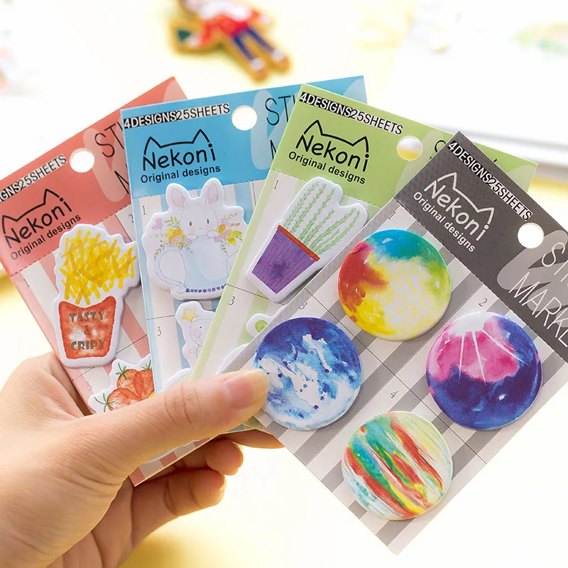 1-Pack Japanese and Korean Style Creative Starry Planet Series Round Memo Pad Memo Pad Notebook Office Notes Stationery