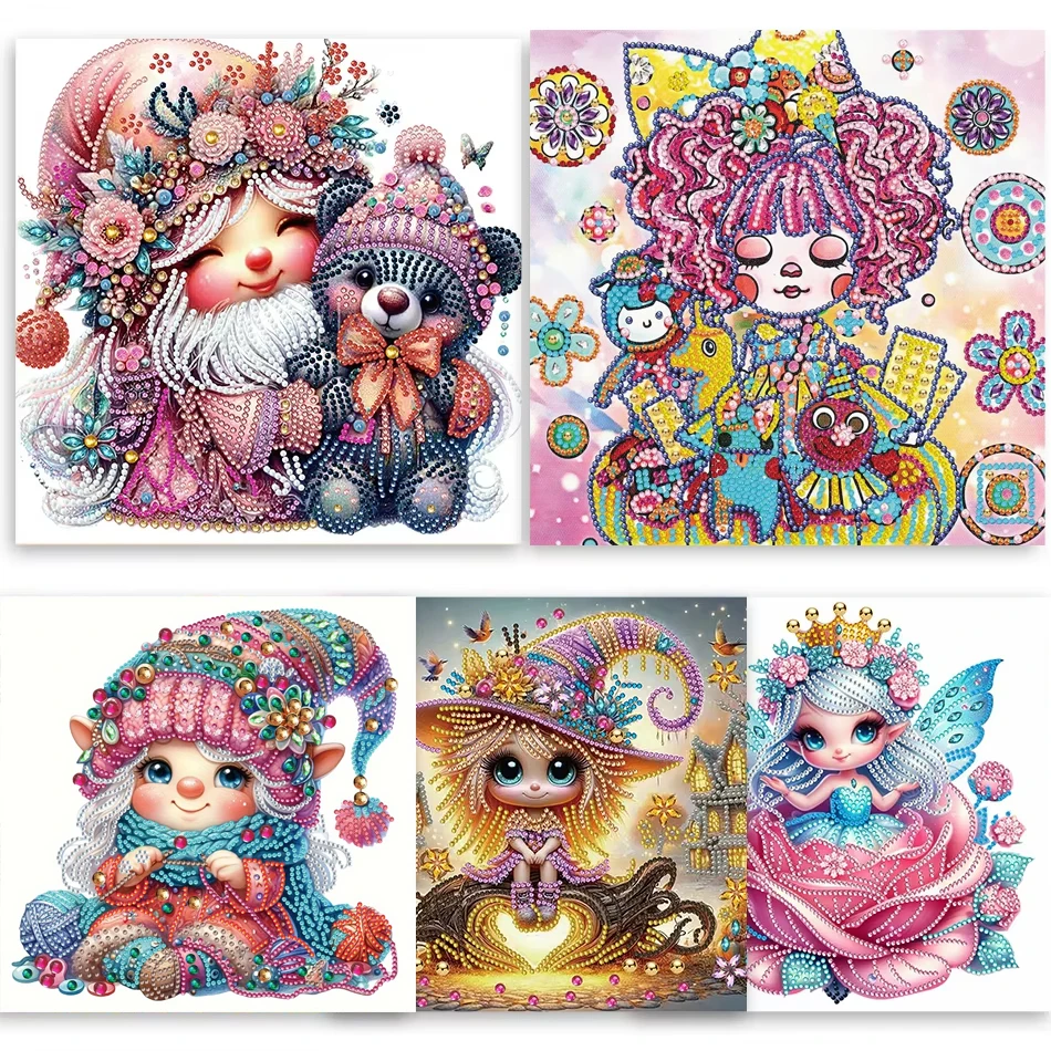 Kit di pittura artistica con diamanti a forma speciale 5D per gnomo fai-da-te per principianti Kit di ricamo con diamanti Ragazza per la decorazione della parete di Natale