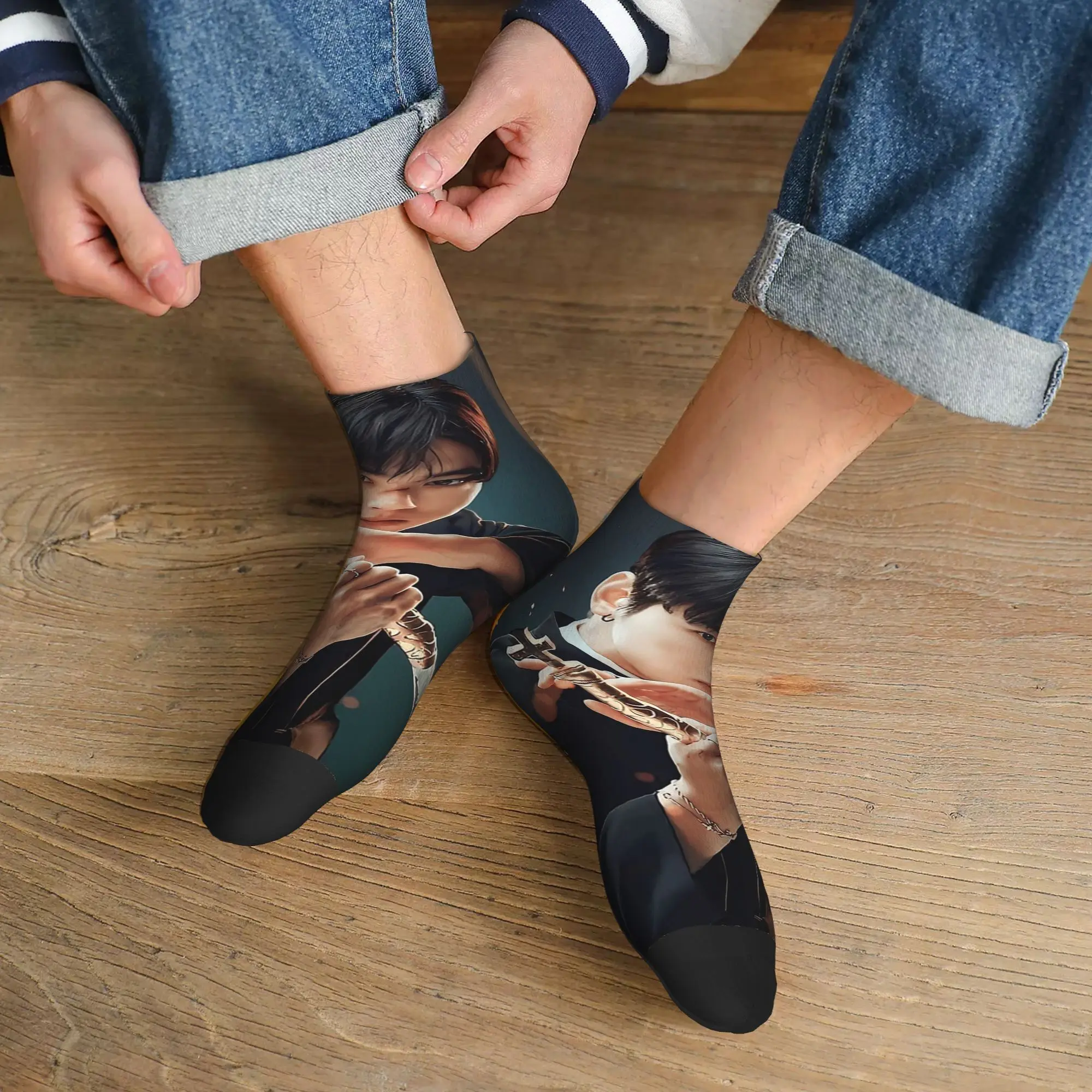 

All Seasons Cha Eunwoo Socks Harajuku High Quality Crew Socks Funny Stockings for Men Women Christmas Gifts