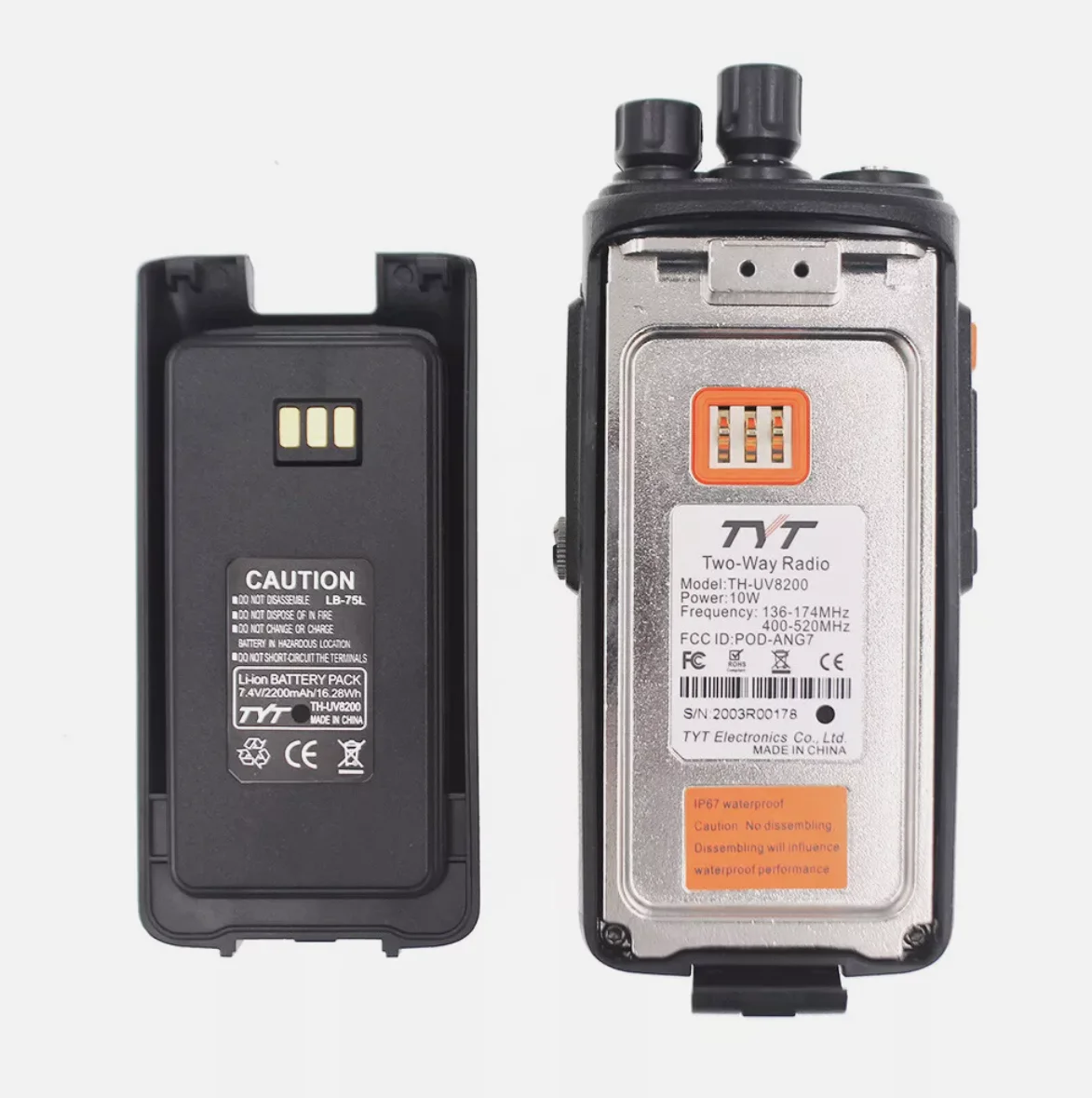 TYT TH-UV8200 Walkie Talkie Dual Band 10W Impermeabile IP67 Radio Amatoriale