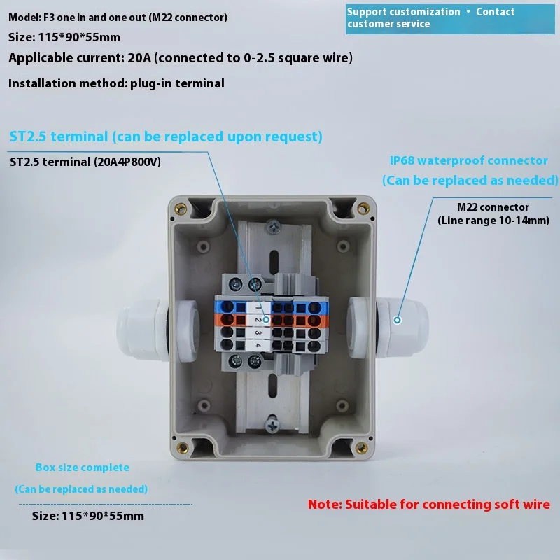 ST Spring Junction Box TB Plug-in Terminal Set Outdoor Wasserdichte Junction Box Box Terminal Kunststoff Junction Box