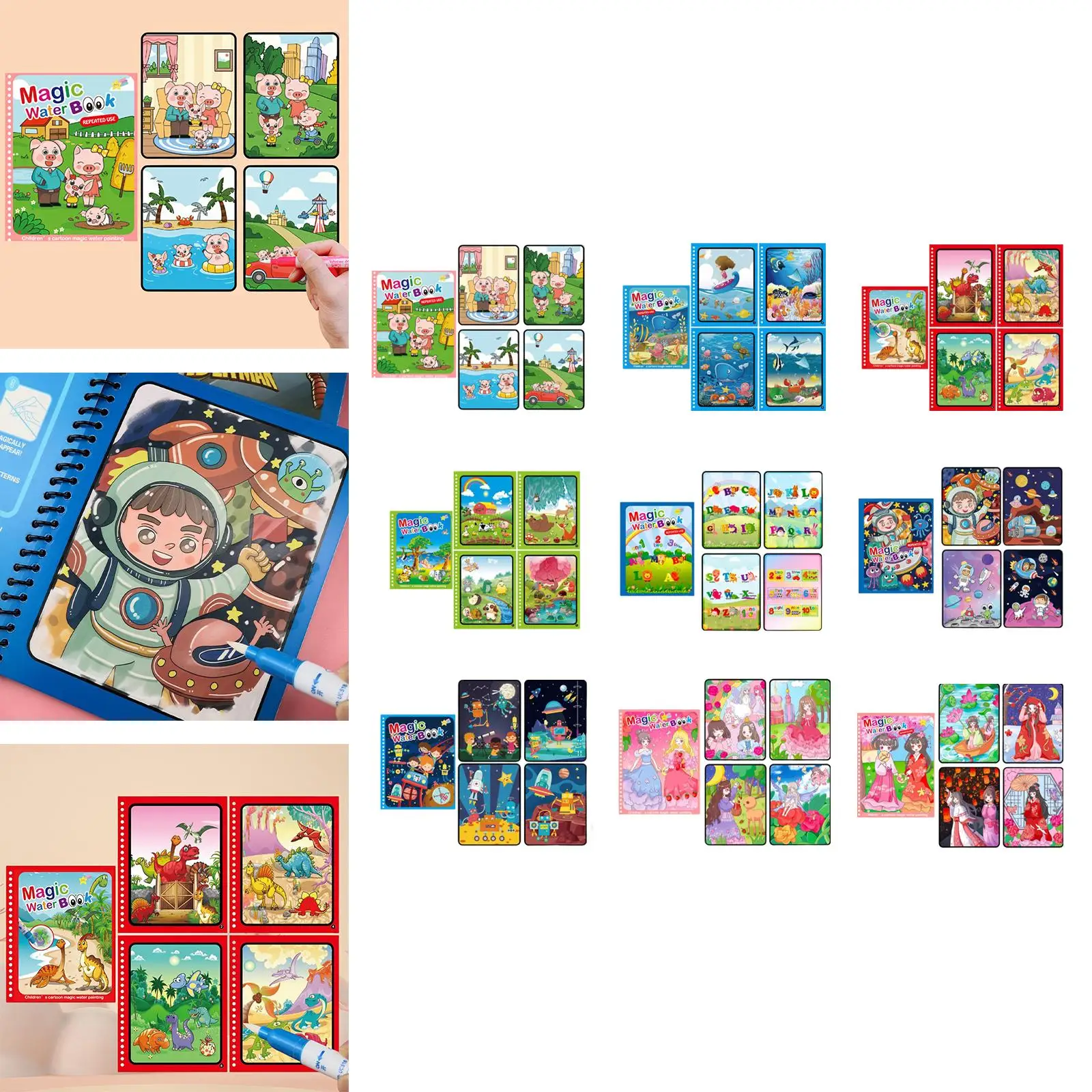 Water Colouring Book for Kids, Educational Drawing Tablet with Pen for Creative Activities