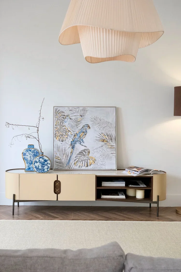 

For Italian Design Modern Living Room Furniture Cabinets Saddle Leather Tv Stand Cabinet