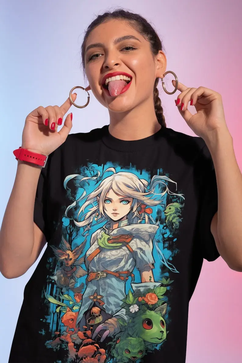 Faye Child of the Forest Unisex Graphic Tee, Elf Girl Shirt, Graphic Streetwear, Anime Style Streetwear