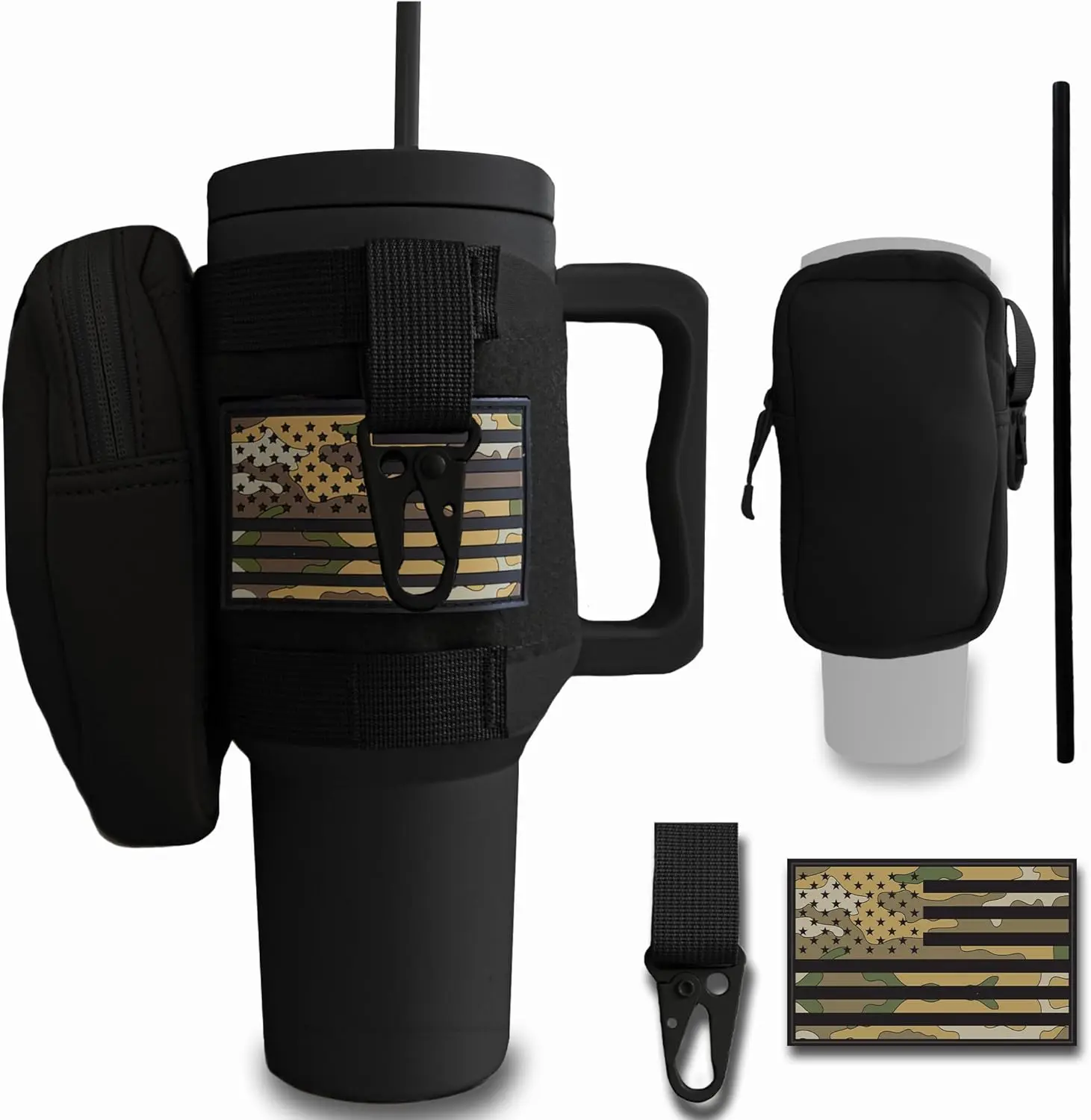 

Tactical Tumbler with Straw Lid - 40oz Insulated Tumbler for Men & Women that Fits Car Cup Holder with Rugged Sleev