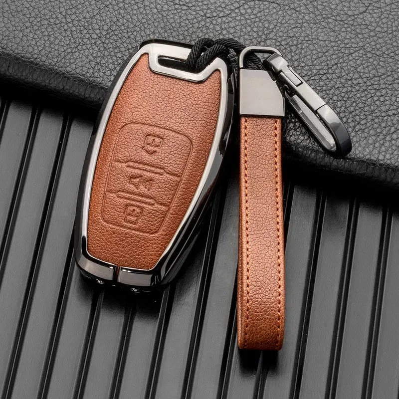 Alloy Leather Smart Car Key Shell Fob for Great Wall Haval Key Case 3 Buttons H6 H2s H4 H5 H7 H8 H9 M6 F5 F7 C30 C50 Coupe Cover