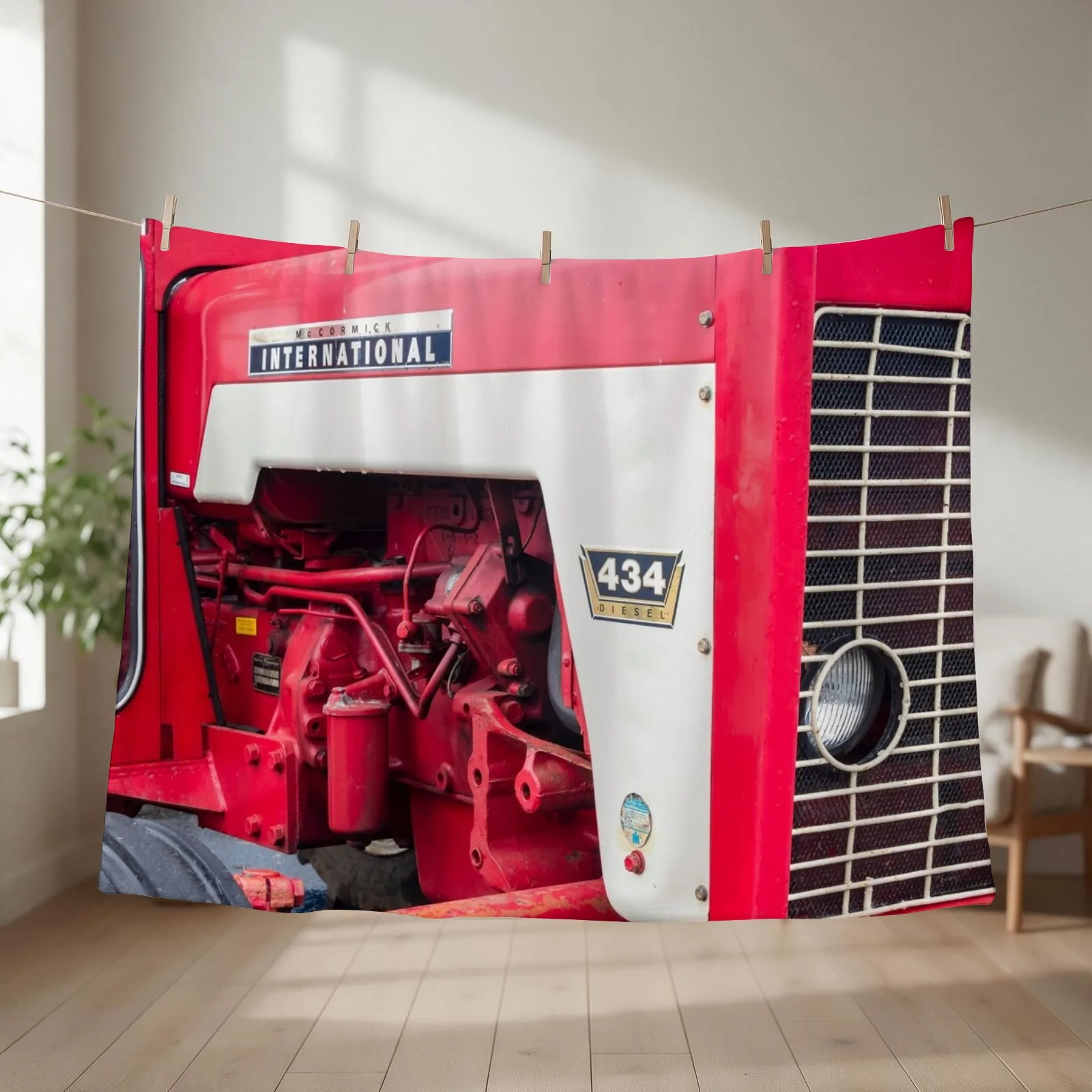 Restored International 434 Tractor Throw Blanket couch cozy soft plush fuzzy picnic outdoor blanket